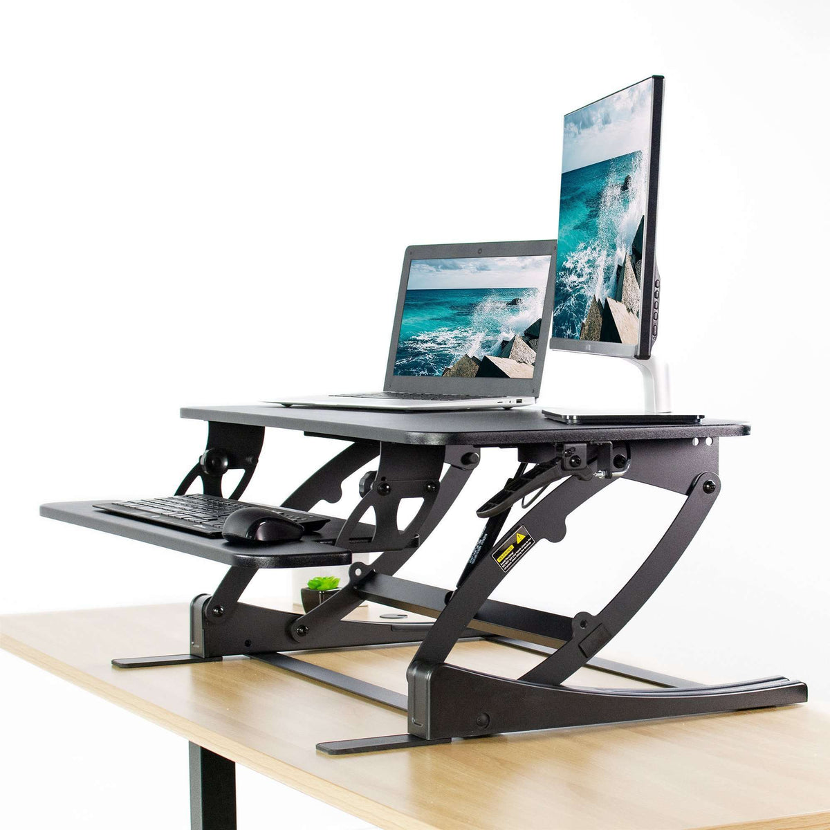 VIVO Black 32" Height-Adjustable Standing Desk Monitor Riser, DESK-V00 ...