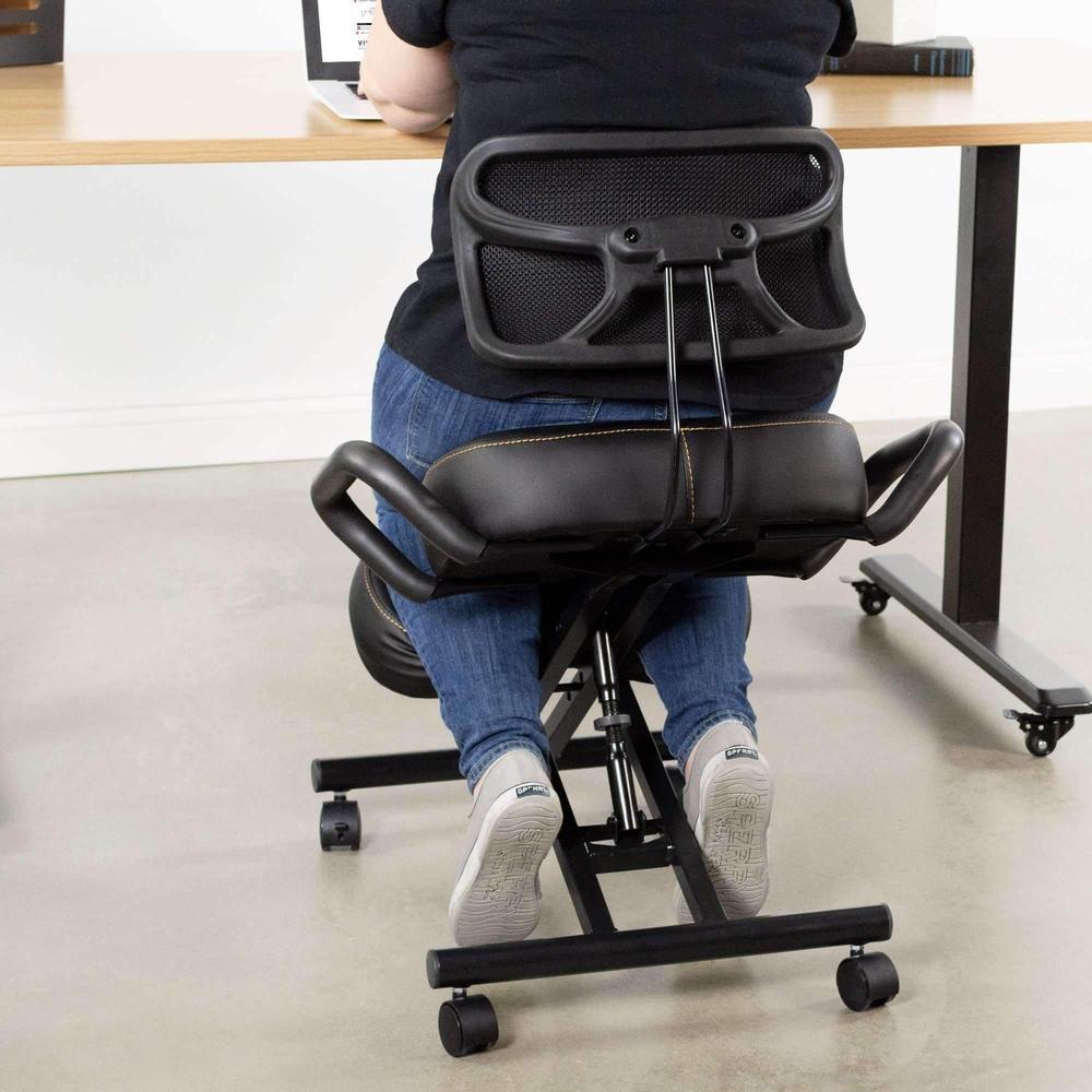 Kneeling Chair with Back Support vivo Seat Color: Black
