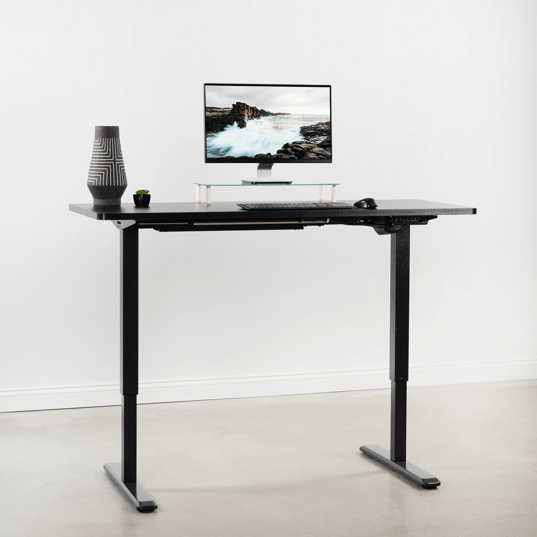 vivo Black Electric Single Motor Stand Up Height Adjustable Desk Frame