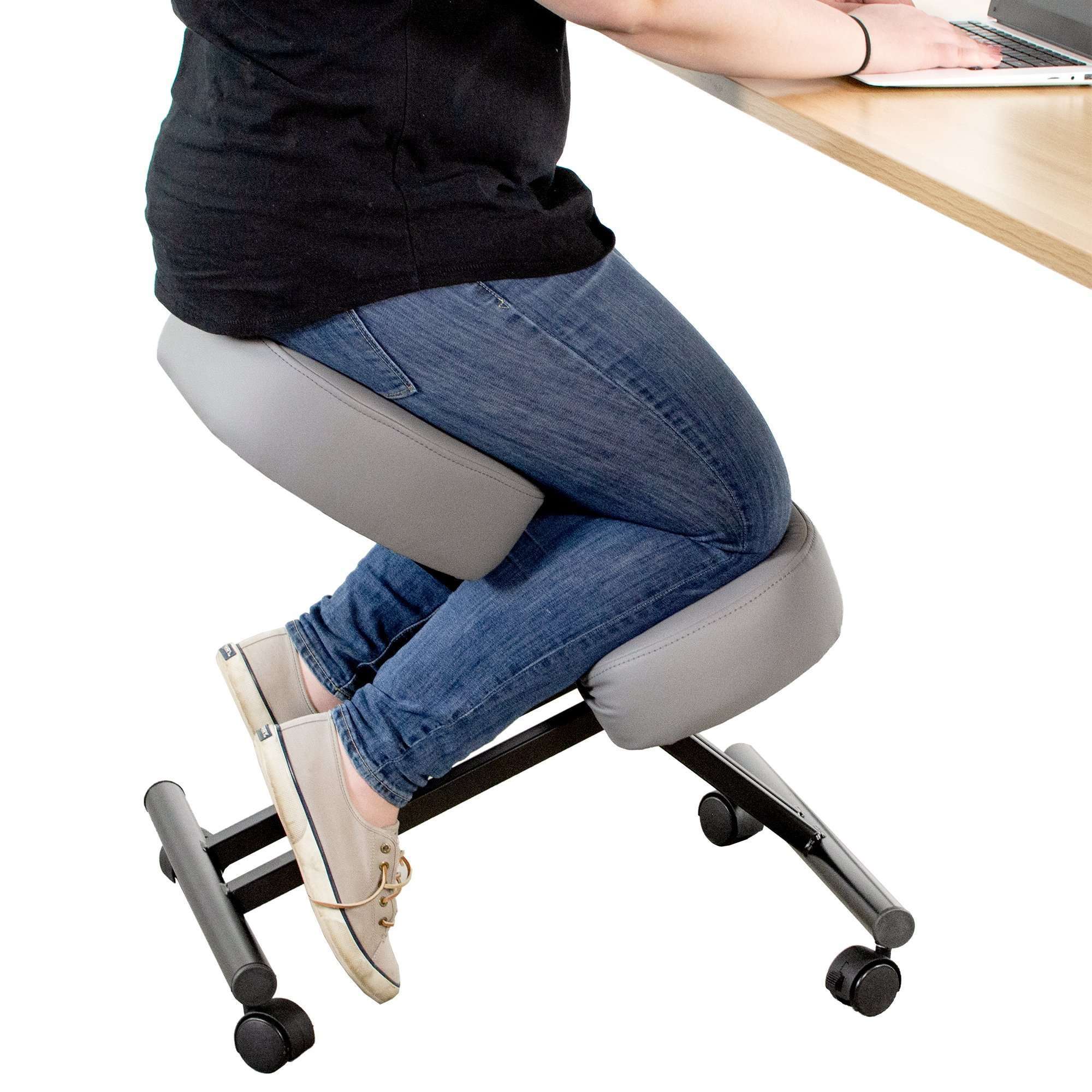 DRAGONN (By VIVO) Ergonomic Kneeling Chair with Back Support, Black